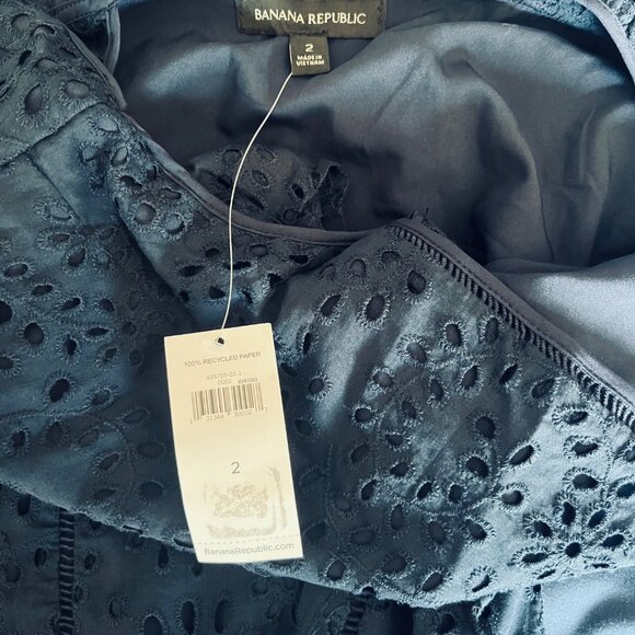 Banana‎ Republic Womens Eyelet Pinafore Dress Size 2 Midi Length Prairie NWT - Picture 5 of 7